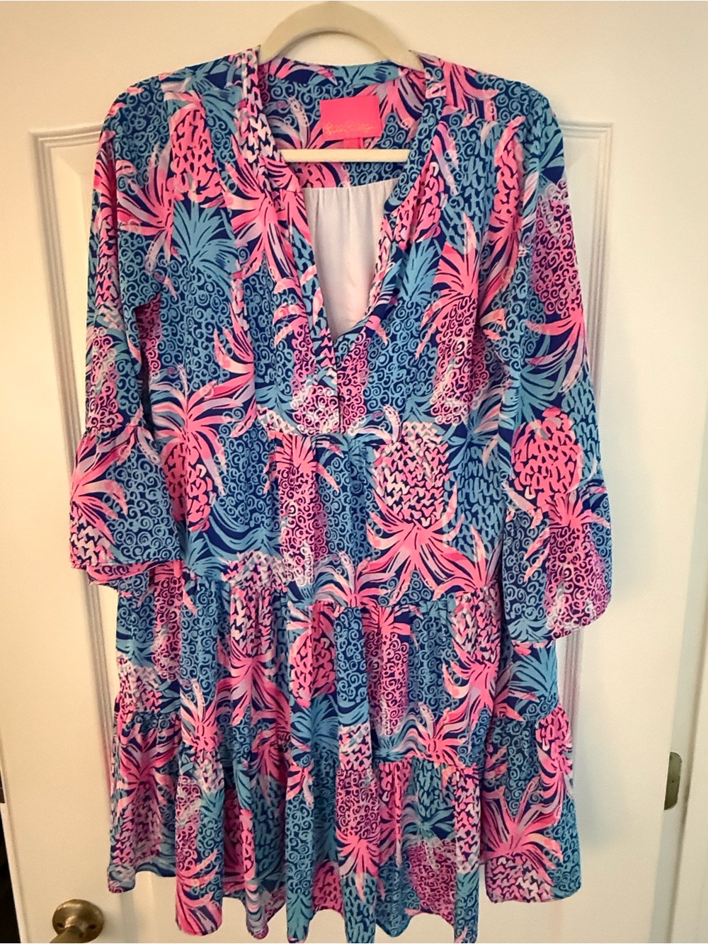 Lilly Pulitzer Pink & Teal Tropical Print Dress